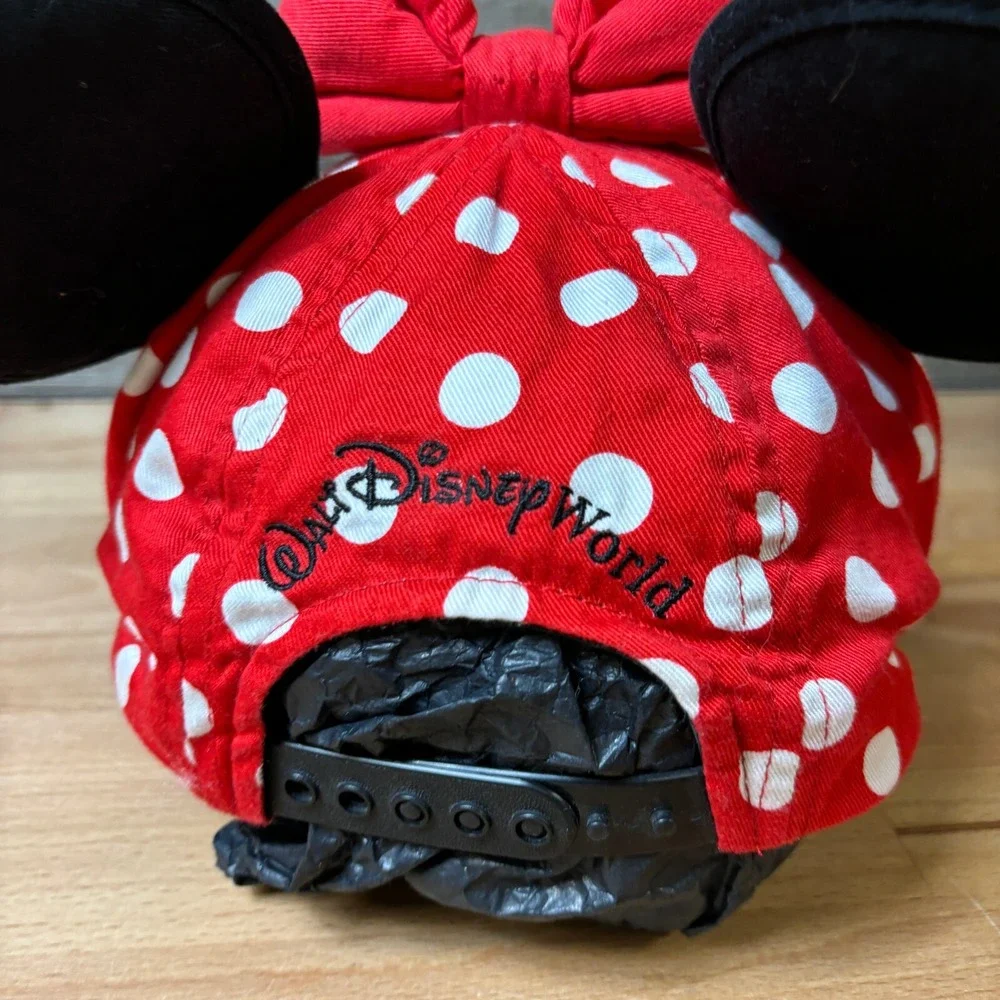 Minnie Mouse Hat Cap Snap Back Youth Red White Bow Ears Polka Dot Disney‎